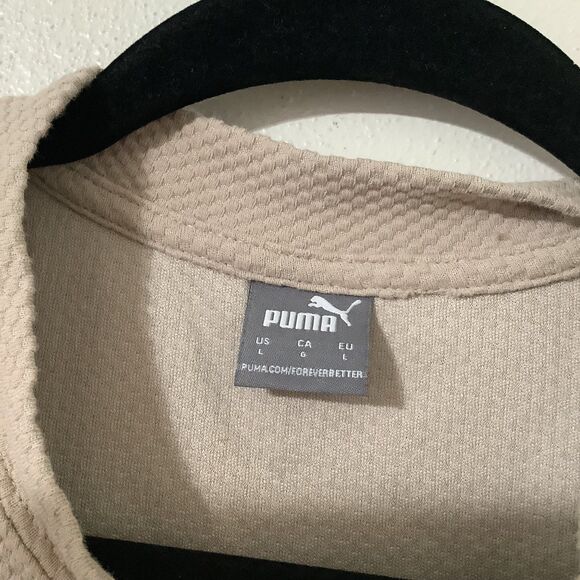 Puma Beige Sporty Athletic Yoga Running Logo Monogram Sleeveless Workout Top L - Picture 7 of 8